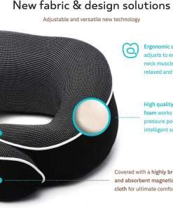 Proglobe Orthopedic Neck Pillow Travel Neck Pillows for Airplanes, Memory Foam Kit, Updated Resting Material, Airplane Travel Set with 3D Contoured Eye Masks, Earplugs, and Luxury Mesh Bag - 4