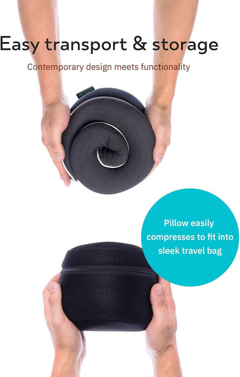 Proglobe Orthopedic Neck Pillow Travel Neck Pillows for Airplanes, Memory Foam Kit, Updated Resting Material, Airplane Travel Set with 3D Contoured Eye Masks, Earplugs, and Luxury Mesh Bag - 6