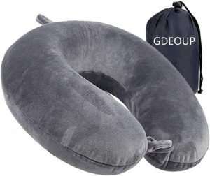 Travel Neck Pillow - Memory Foam Pillow Support Pillow,Luxury Compact & Lightweight Quick Pack for Camping,Sleeping Rest Cushion (Grey) - 1