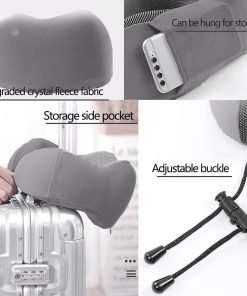 YIRFEIKRER Travel Pillow, Best Memory Foam Neck Pillow and Head Support Soft Pillow with Side Storage Bags, for Sleep Rest, Airplane, Car, Family and Travel Use（Dark Grey） - 4