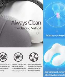 YIRFEIKRER Travel Pillow, Best Memory Foam Neck Pillow and Head Support Soft Pillow with Side Storage Bags, for Sleep Rest, Airplane, Car, Family and Travel Use（Dark Grey） - 5