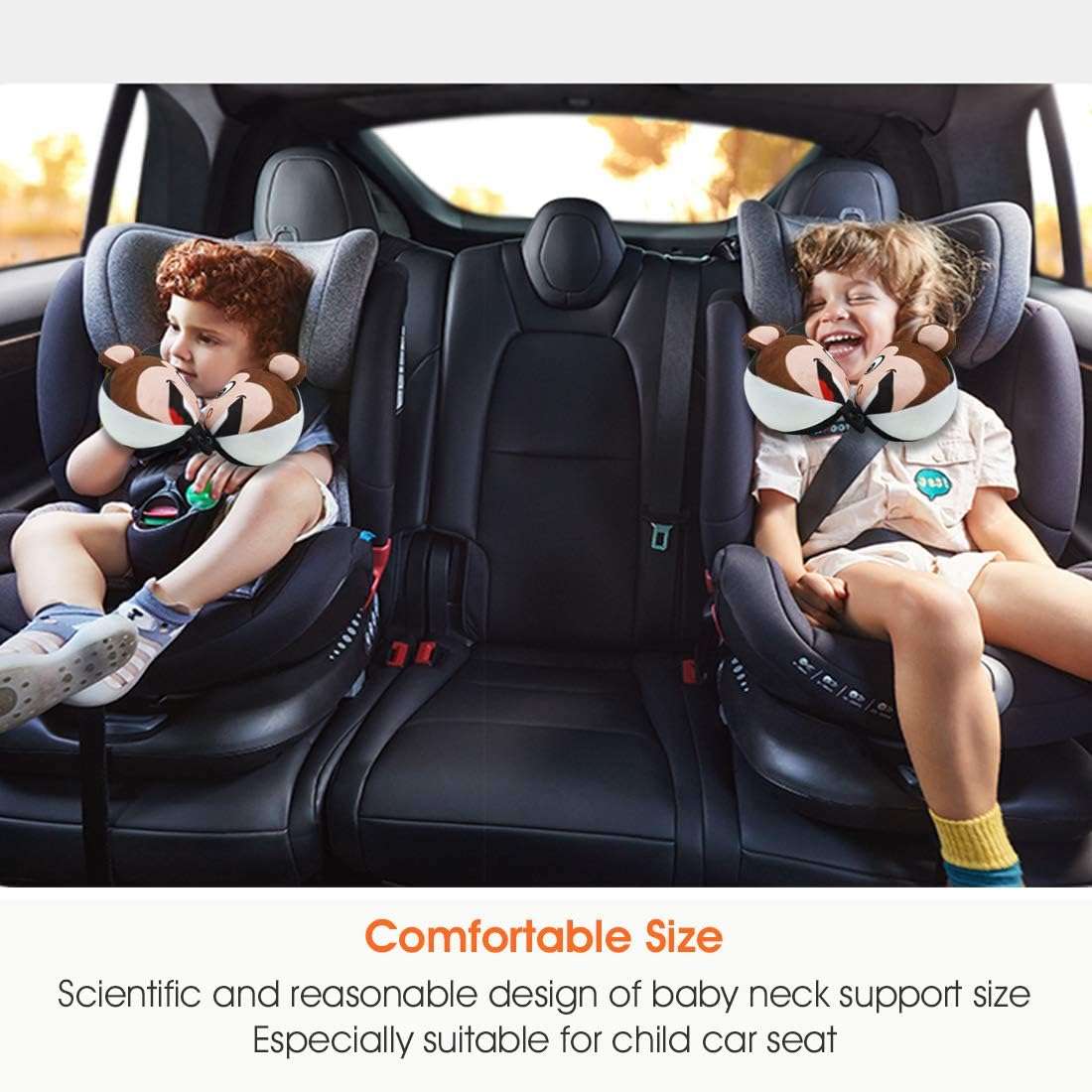 COOLBEBE Kids Travel Neck Pillow, Remarkable Head Chin Neck Support U-Shaped Animal Pillows for Child, Toddlers - Airplane Pillow Road Trip Essentials - 2