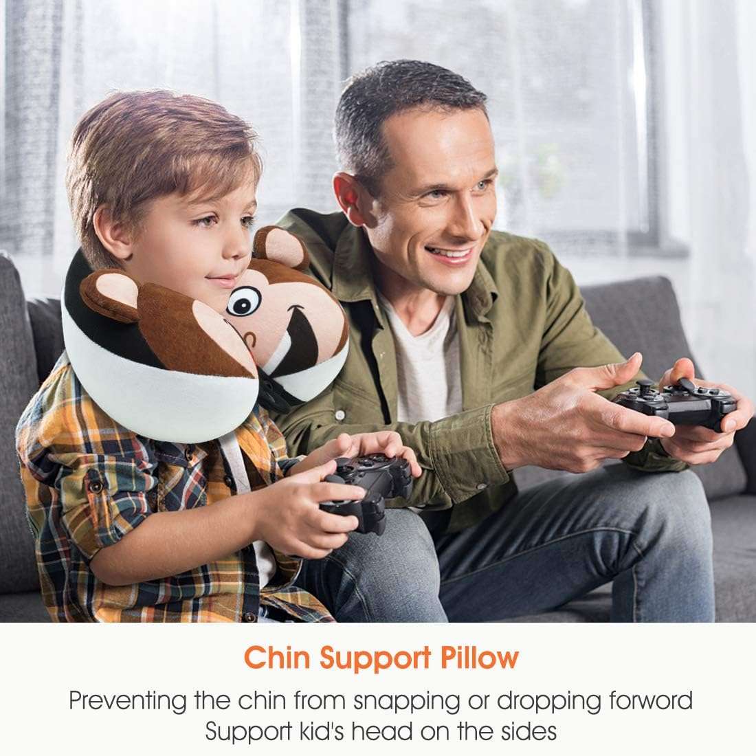 COOLBEBE Kids Travel Neck Pillow, Remarkable Head Chin Neck Support U-Shaped Animal Pillows for Child, Toddlers - Airplane Pillow Road Trip Essentials - 6