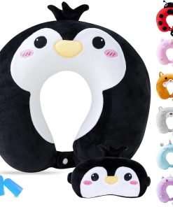Cirorld Kids Travel Pillow Cute Neck Pillow for Traveling Memory Foam Airplane Pillow with Sleep Mask Animal Flight Pillow Head Rest Neck Support - 1