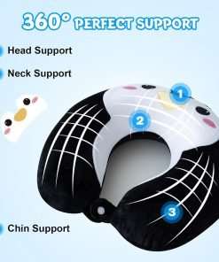 Cirorld Kids Travel Pillow Cute Neck Pillow for Traveling Memory Foam Airplane Pillow with Sleep Mask Animal Flight Pillow Head Rest Neck Support - 2