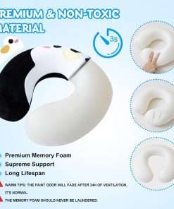 Cirorld Kids Travel Pillow Cute Neck Pillow for Traveling Memory Foam Airplane Pillow with Sleep Mask Animal Flight Pillow Head Rest Neck Support - 4