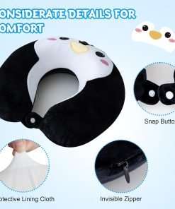 Cirorld Kids Travel Pillow Cute Neck Pillow for Traveling Memory Foam Airplane Pillow with Sleep Mask Animal Flight Pillow Head Rest Neck Support - 5
