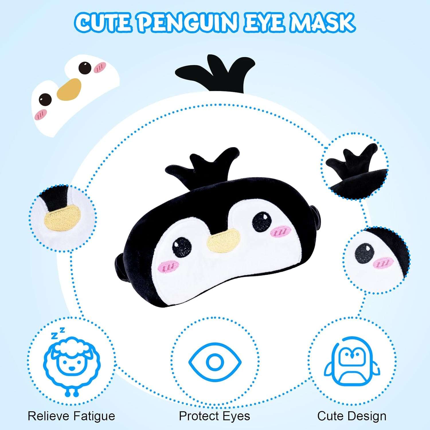 Cirorld Kids Travel Pillow Cute Neck Pillow for Traveling Memory Foam Airplane Pillow with Sleep Mask Animal Flight Pillow Head Rest Neck Support - 6