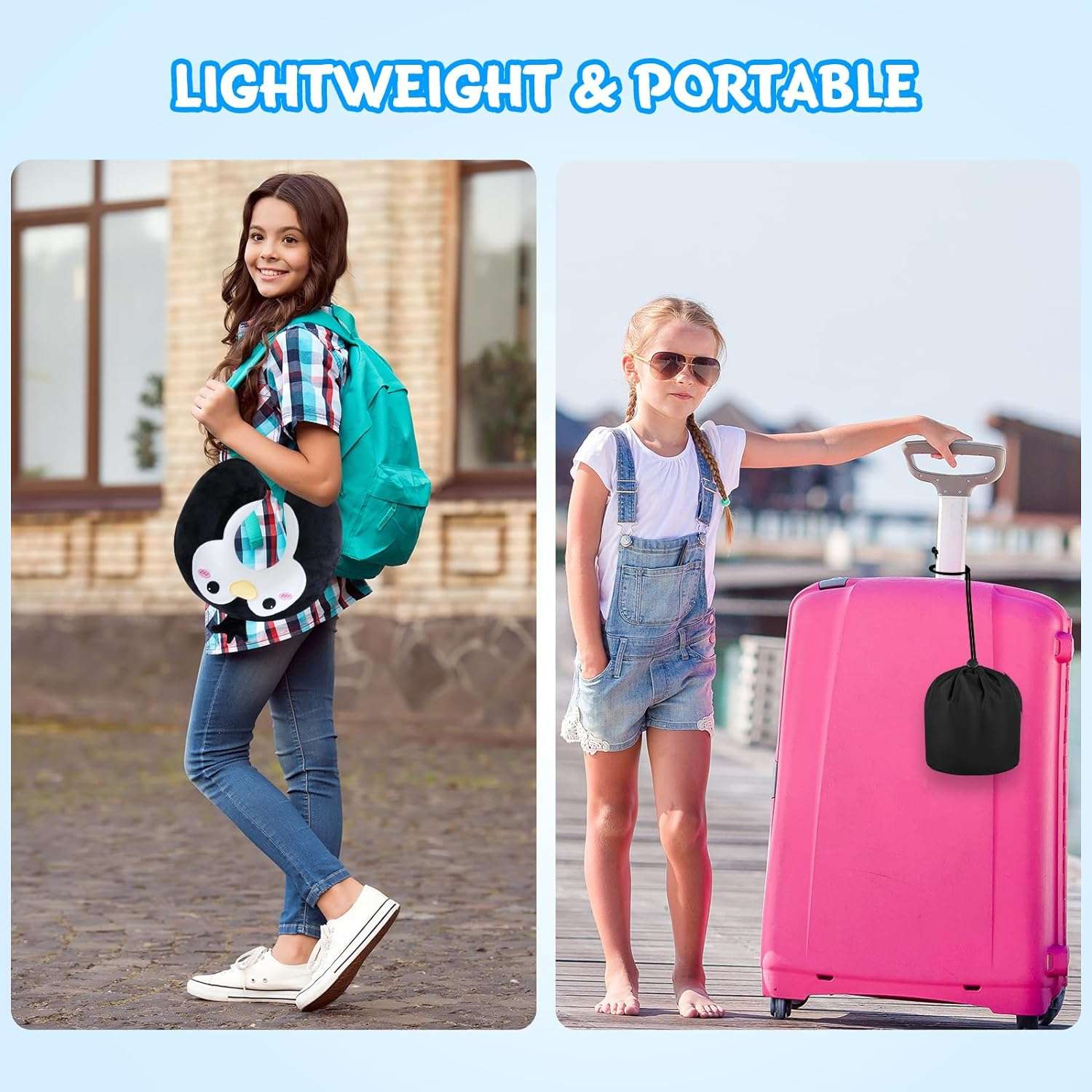 Cirorld Kids Travel Pillow Cute Neck Pillow for Traveling Memory Foam Airplane Pillow with Sleep Mask Animal Flight Pillow Head Rest Neck Support - 7