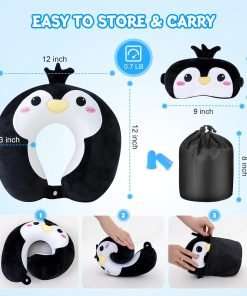 Cirorld Kids Travel Pillow Cute Neck Pillow for Traveling Memory Foam Airplane Pillow with Sleep Mask Animal Flight Pillow Head Rest Neck Support - 8