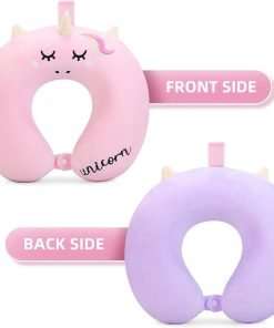 Kids Neck Pillow, Unicorn Kids Travel Pillow, Toddler Neck Pillow for Traveling with Eye Mask, Travel Essentials for Road Trip Airplane Car Seat - 8