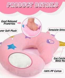 Kids Neck Pillow for Traveling, Unicorn Kids Travel Pillow w- Eye Mask, Toddler Neck Pillow, Kids Airplane Travel Essentials Road Trip Must Have, Cute Car Seat Headrest Pillow - 2