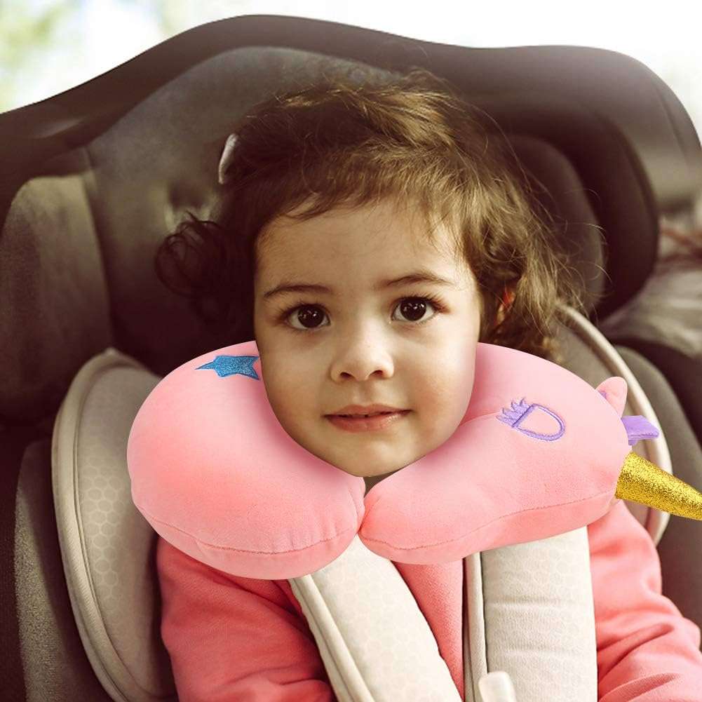 Kids Neck Pillow for Traveling, Unicorn Kids Travel Pillow w- Eye Mask, Toddler Neck Pillow, Kids Airplane Travel Essentials Road Trip Must Have, Cute Car Seat Headrest Pillow - 6
