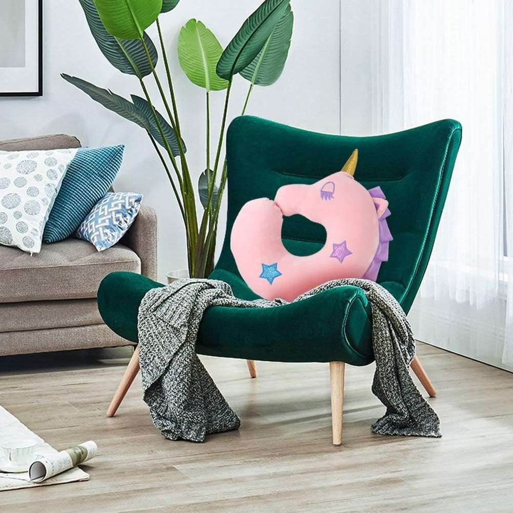 Kids Neck Pillow for Traveling, Unicorn Kids Travel Pillow w- Eye Mask, Toddler Neck Pillow, Kids Airplane Travel Essentials Road Trip Must Have, Cute Car Seat Headrest Pillow - 7