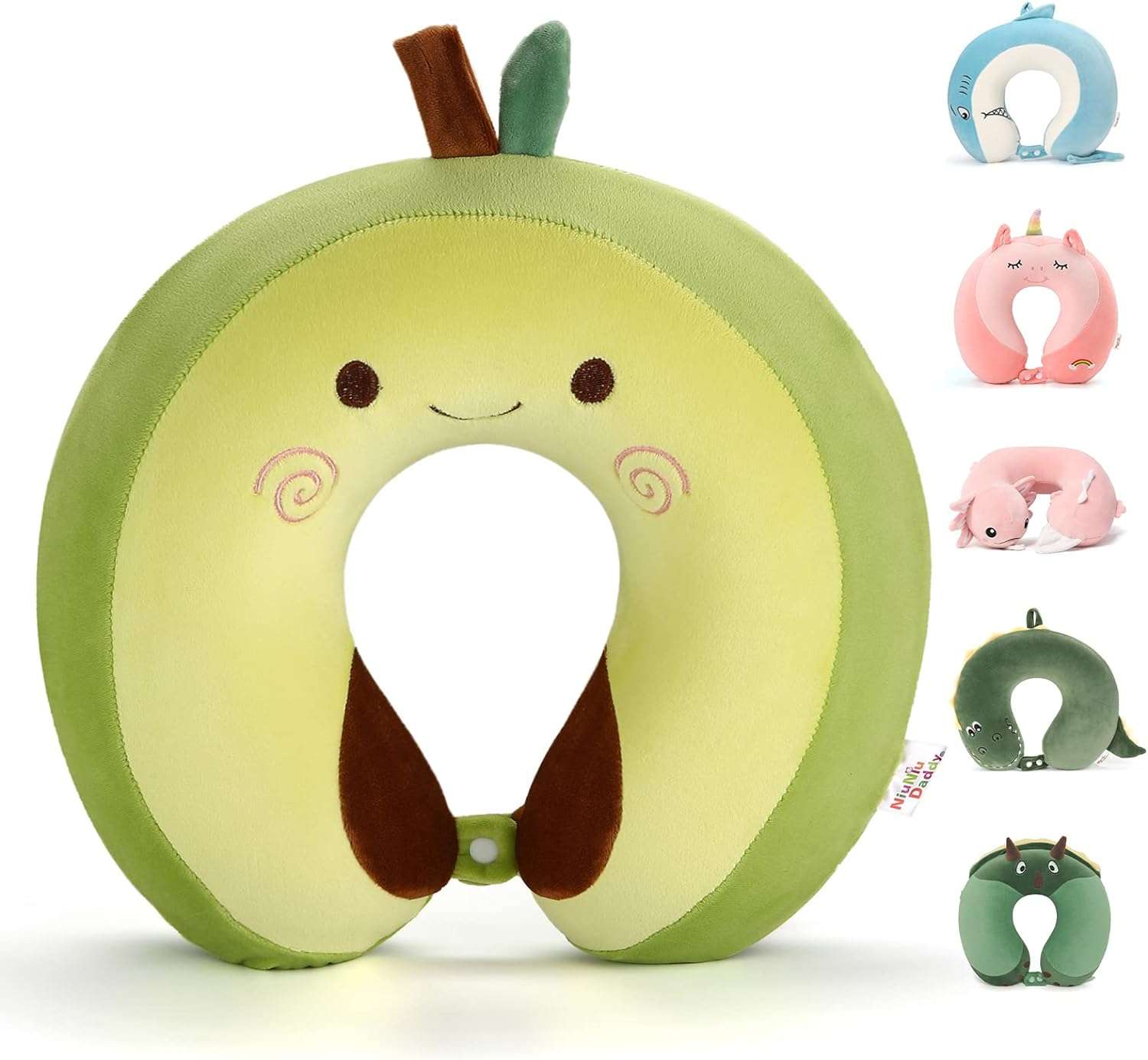 Niuniu Daddy Neck Pillow for Kids, Teens - Travel Accessories for Airplane, Car, Recline - Neck, Chin, Head Support - 100% Pure Memory Foam Insert - 1