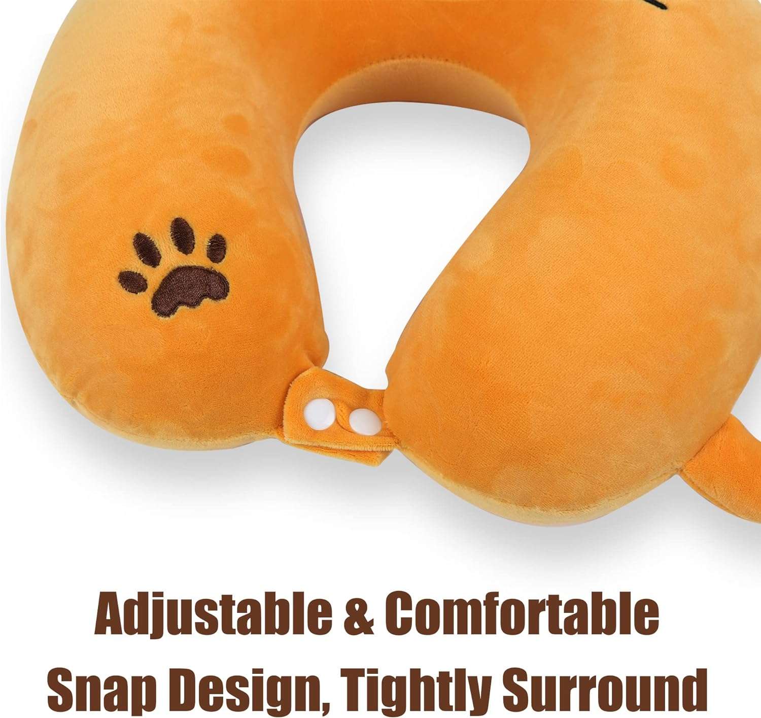 Sexysamba Cartoon Headrest & Neck Pillow for Kids Boys & Girls, Teens, Travel Accessories for Airplane, Car, Recline, Memory Foam Cute Travel Pillow with Sleep Eye Mask - Lion - 3