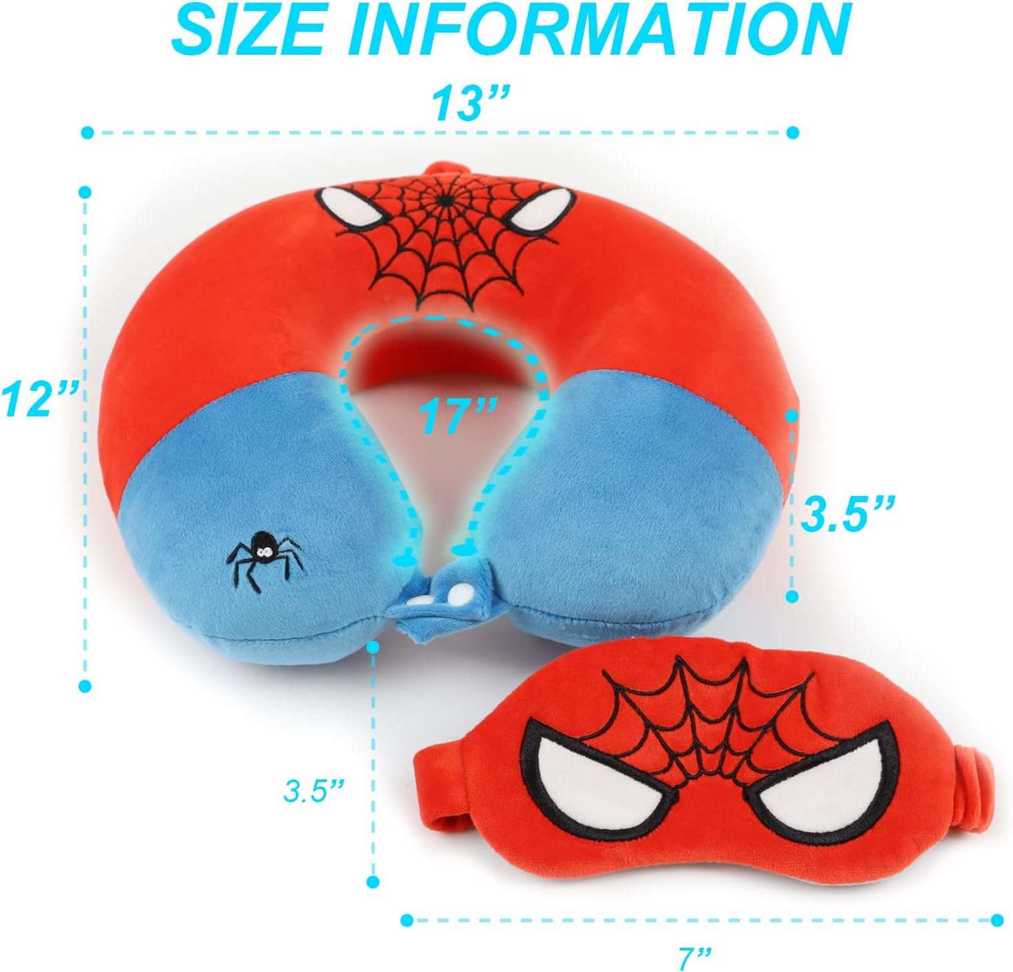 Superhero Travel Pillow for Kids & Adults with Sleep Eye Mask, Memory Foam U-Shaped Neck Pillow with Washable Cover, Soft Head Support Travel Accessories - 2