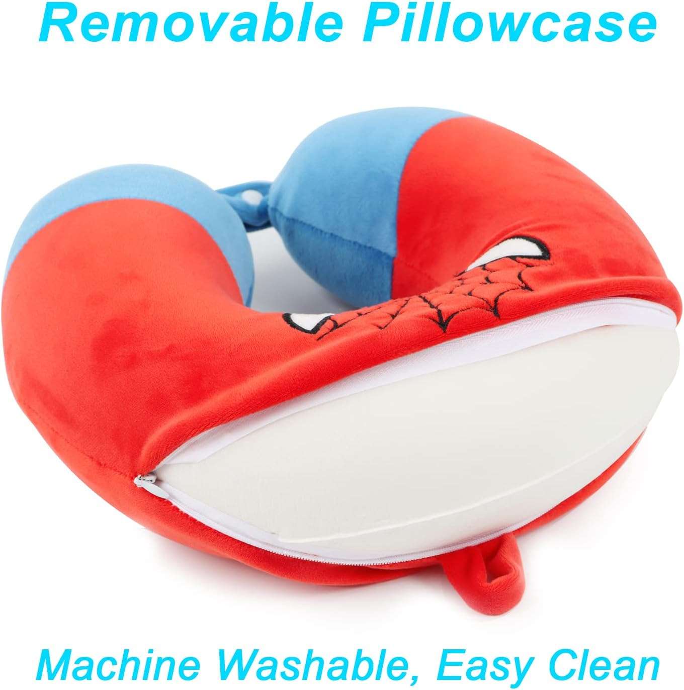 Superhero Travel Pillow for Kids & Adults with Sleep Eye Mask, Memory Foam U-Shaped Neck Pillow with Washable Cover, Soft Head Support Travel Accessories - 3