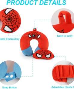 Superhero Travel Pillow for Kids & Adults with Sleep Eye Mask, Memory Foam U-Shaped Neck Pillow with Washable Cover, Soft Head Support Travel Accessories - 4