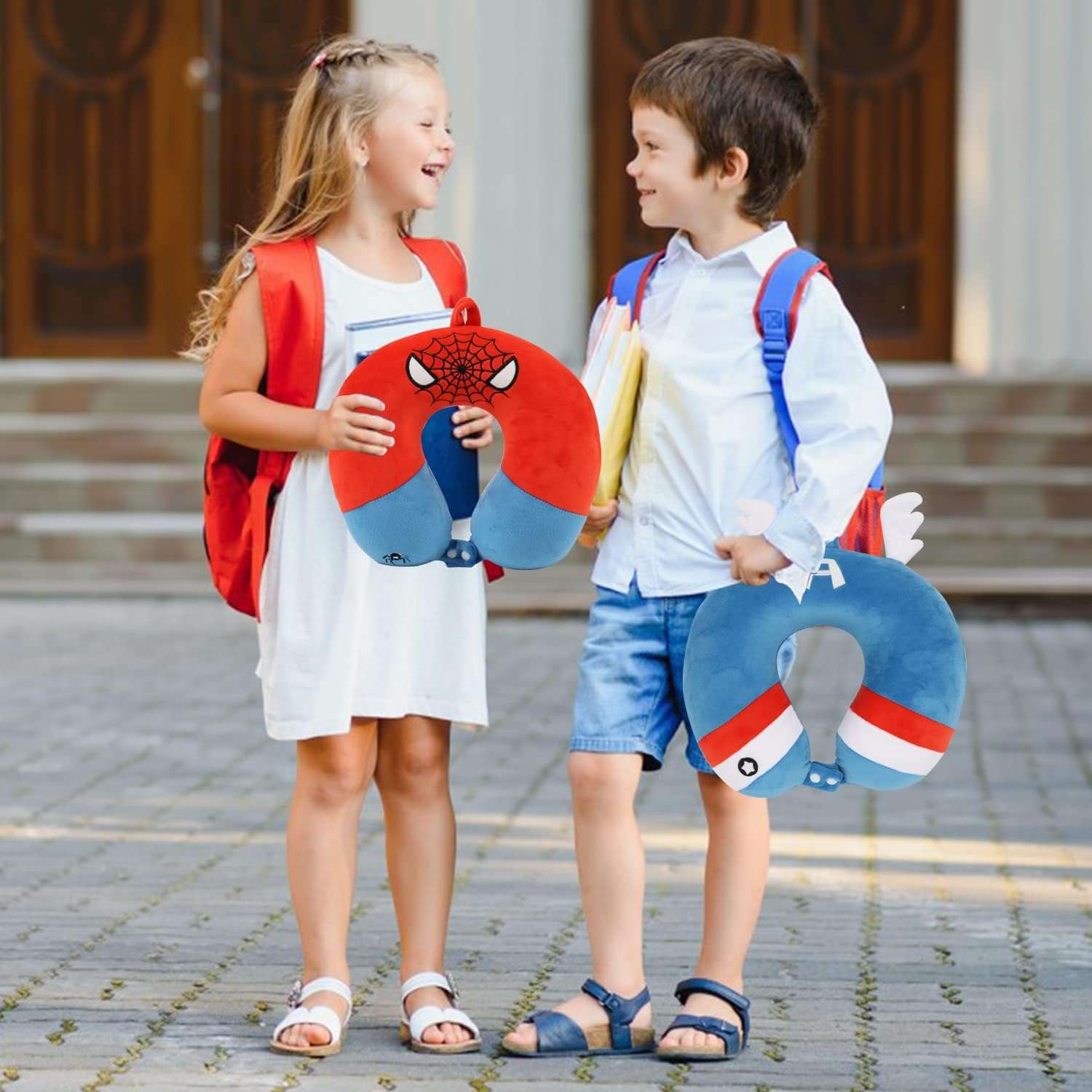 Superhero Travel Pillow for Kids & Adults with Sleep Eye Mask, Memory Foam U-Shaped Neck Pillow with Washable Cover, Soft Head Support Travel Accessories - 6