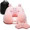 Travel Pillow for Kids and Adults, Cute Animal Memory Foam Neck Pillow with Soft Fleece Cover and Eye Mask Set, Airplane Pillow Travel Kit with Drawstring Organizer Bag - 1