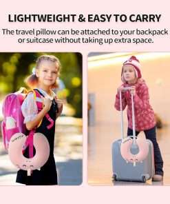 urnexttour Neck Travel Pillow for Kids, Unicorn Airplane Memory Foam Pillow with Cute Sleep Mask & Earplugs, Lightweight Travelling Sleeping Pillow Set - 6