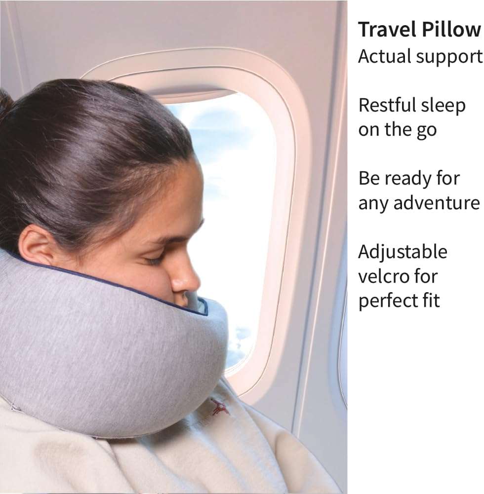 ETONVILLE Memory Foam Travel Pillow - Provides Real Support to Head, Neck, and Chin - Best Firm Airplane Pillow for Long Flights - 2