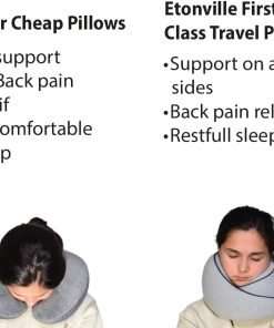 ETONVILLE Memory Foam Travel Pillow - Provides Real Support to Head, Neck, and Chin - Best Firm Airplane Pillow for Long Flights - 3