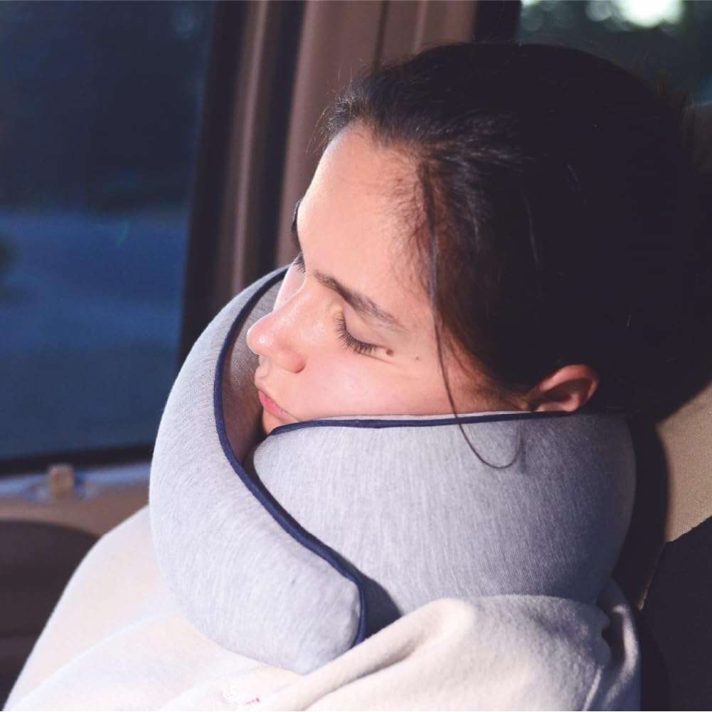 ETONVILLE Memory Foam Travel Pillow - Provides Real Support to Head, Neck, and Chin - Best Firm Airplane Pillow for Long Flights - 4