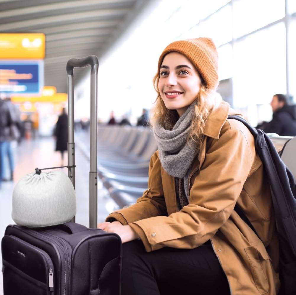 ETONVILLE Memory Foam Travel Pillow - Provides Real Support to Head, Neck, and Chin - Best Firm Airplane Pillow for Long Flights - 5