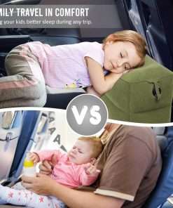 Inflatable Travel Foot Rest Pillow - Blow up Foot Rest for Air Travel, Portable footrest in Airplane for Adults, Car Seat Foot Rest for Kids, Toddlers Airplane Bed with Easy-Carry Strap - 2