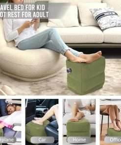 Inflatable Travel Foot Rest Pillow - Blow up Foot Rest for Air Travel, Portable footrest in Airplane for Adults, Car Seat Foot Rest for Kids, Toddlers Airplane Bed with Easy-Carry Strap - 4