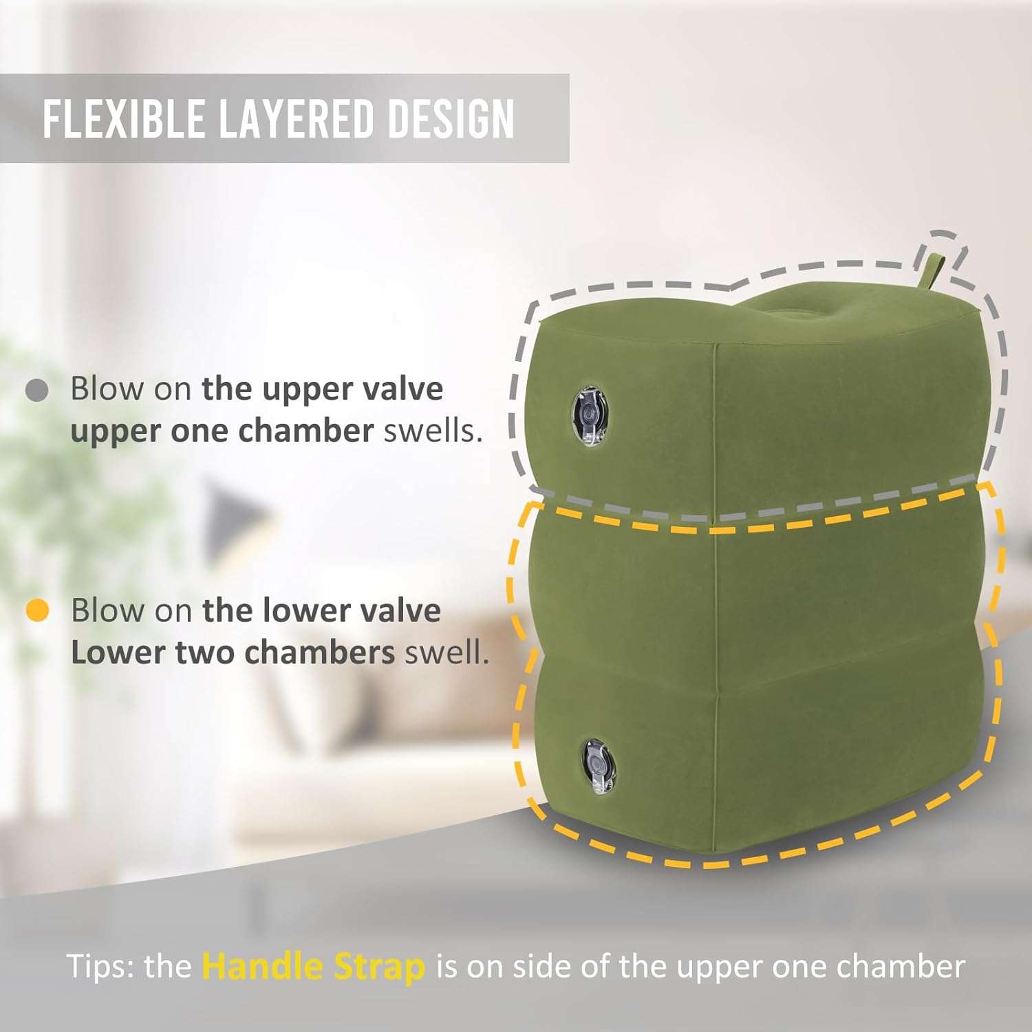 Inflatable Travel Foot Rest Pillow - Blow up Foot Rest for Air Travel, Portable footrest in Airplane for Adults, Car Seat Foot Rest for Kids, Toddlers Airplane Bed with Easy-Carry Strap - 5