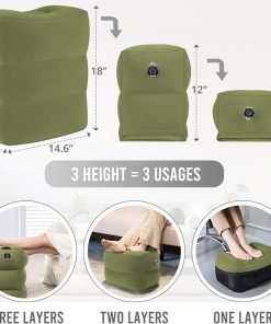 Inflatable Travel Foot Rest Pillow - Blow up Foot Rest for Air Travel, Portable footrest in Airplane for Adults, Car Seat Foot Rest for Kids, Toddlers Airplane Bed with Easy-Carry Strap - 6