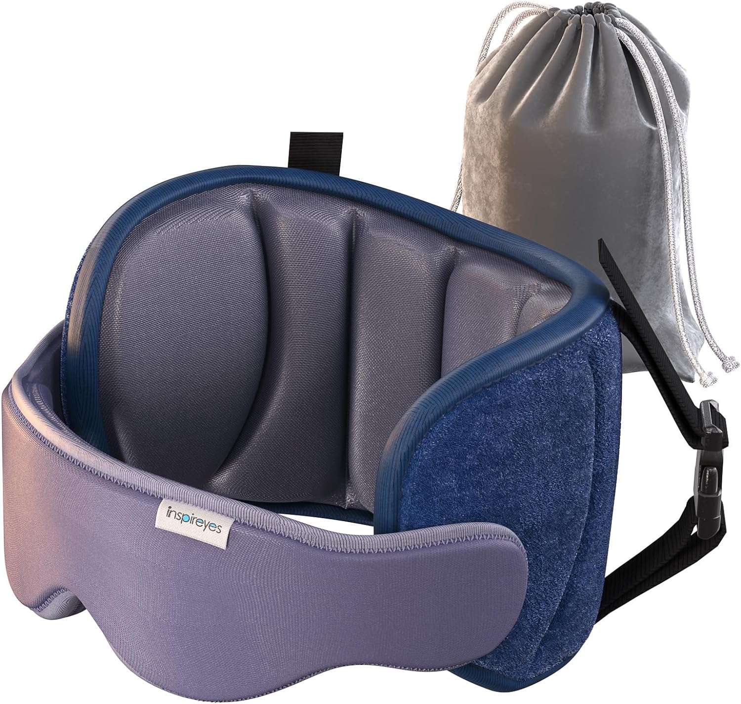 Inspireyes Travel Neck Pillows for Airplanes, FSA HSA Eligible Approved, Car Travel Pillow for Kids, Eye Mask for Sleeping Airplane, Dark Grey - 1
