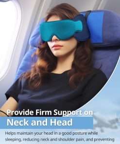 Inspireyes Travel Neck Pillows for Airplanes, FSA HSA Eligible Approved, Car Travel Pillow for Kids, Eye Mask for Sleeping Airplane, Dark Grey - 2
