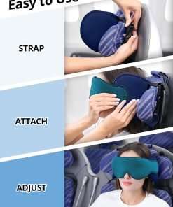 Inspireyes Travel Neck Pillows for Airplanes, FSA HSA Eligible Approved, Car Travel Pillow for Kids, Eye Mask for Sleeping Airplane, Dark Grey - 5