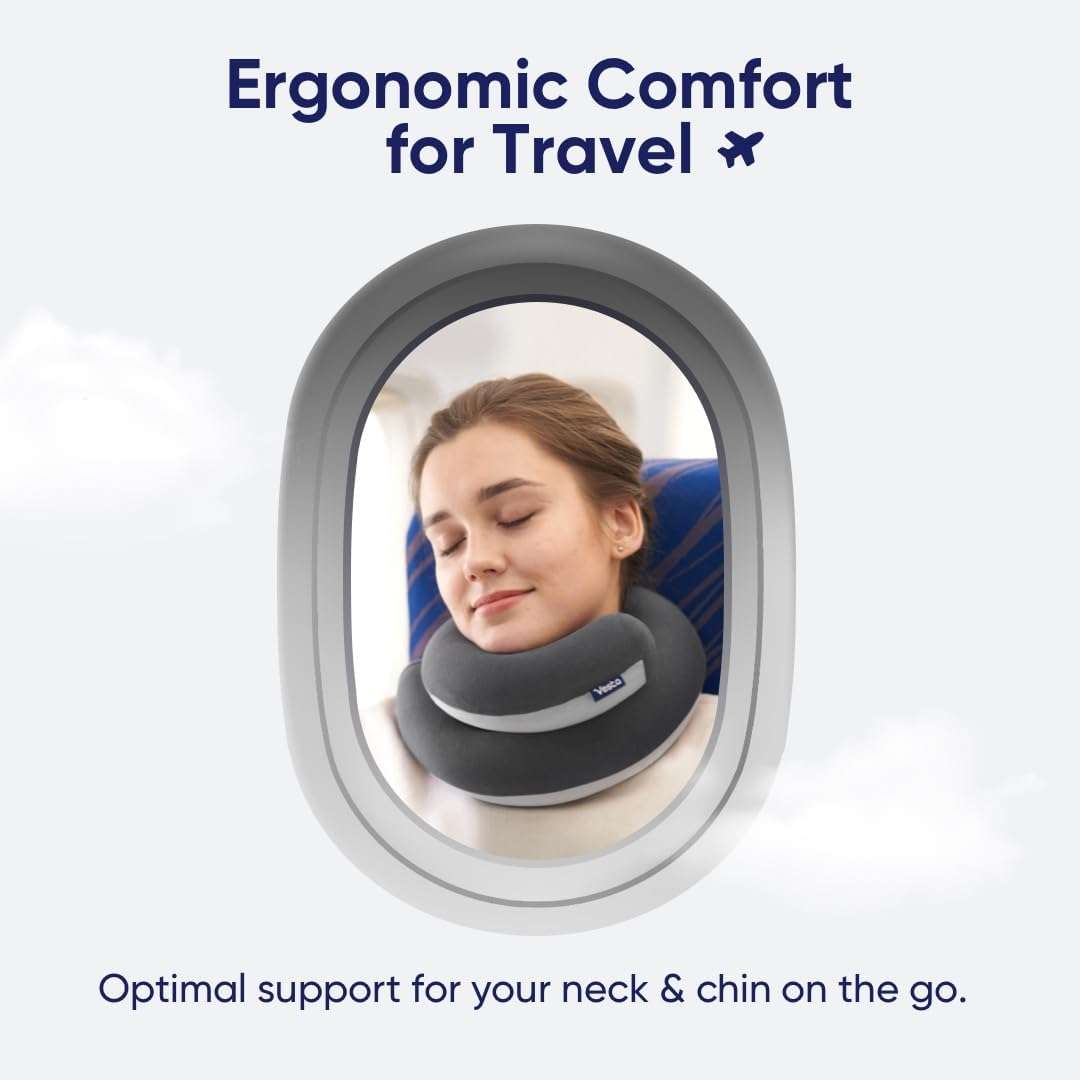 Loop Neck Pillow for Travel, Spiral Wrapping Design for Enhanced Chin & 360º Support, S-Shape Memory Foam Airplane Pillow for Flight, Car, Office, and at Home - 2