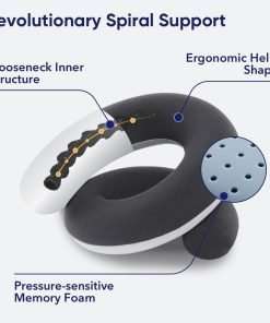 Loop Neck Pillow for Travel, Spiral Wrapping Design for Enhanced Chin & 360º Support, S-Shape Memory Foam Airplane Pillow for Flight, Car, Office, and at Home - 3