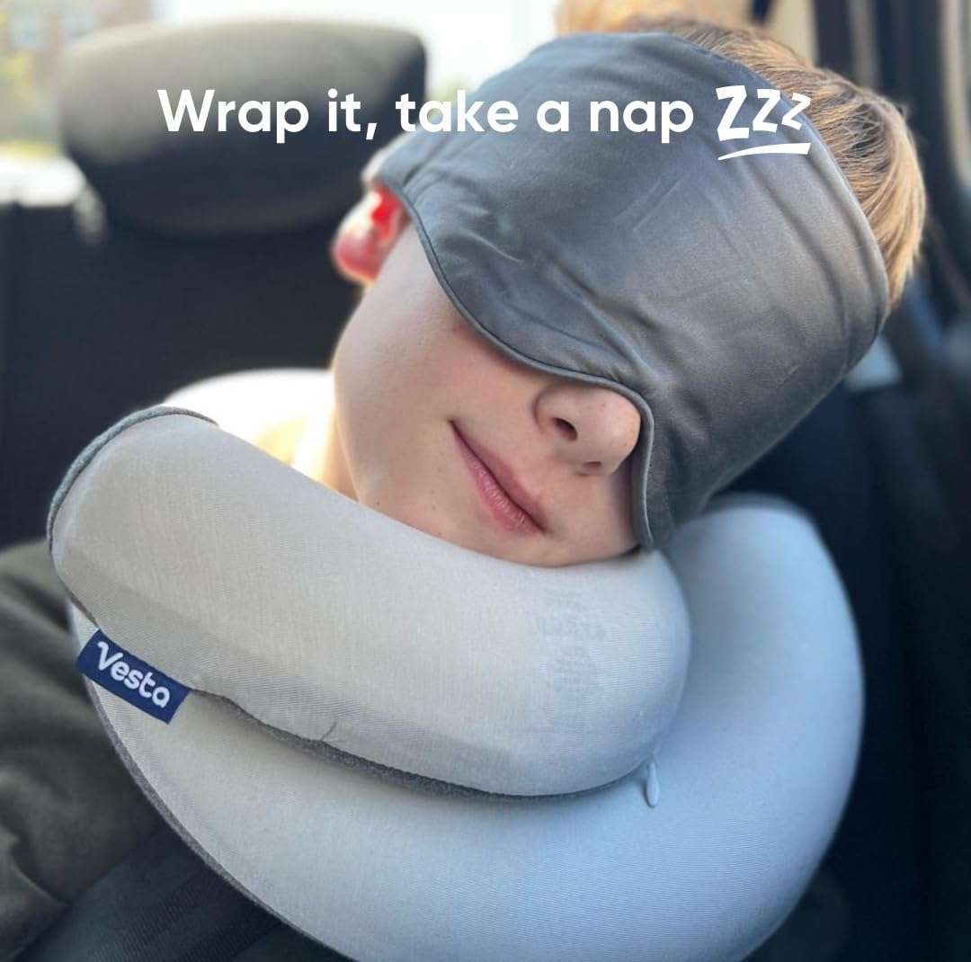 Loop Neck Pillow for Travel, Spiral Wrapping Design for Enhanced Chin & 360º Support, S-Shape Memory Foam Airplane Pillow for Flight, Car, Office, and at Home - 5