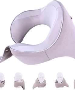 Travel Pillow Adjustable Memory Foam Neck Pillows Chin Neck Back Support Pillow for Sleeping Airplane Car Bus Home Office Rest Travel Accessories Grey, Universal Size - 1