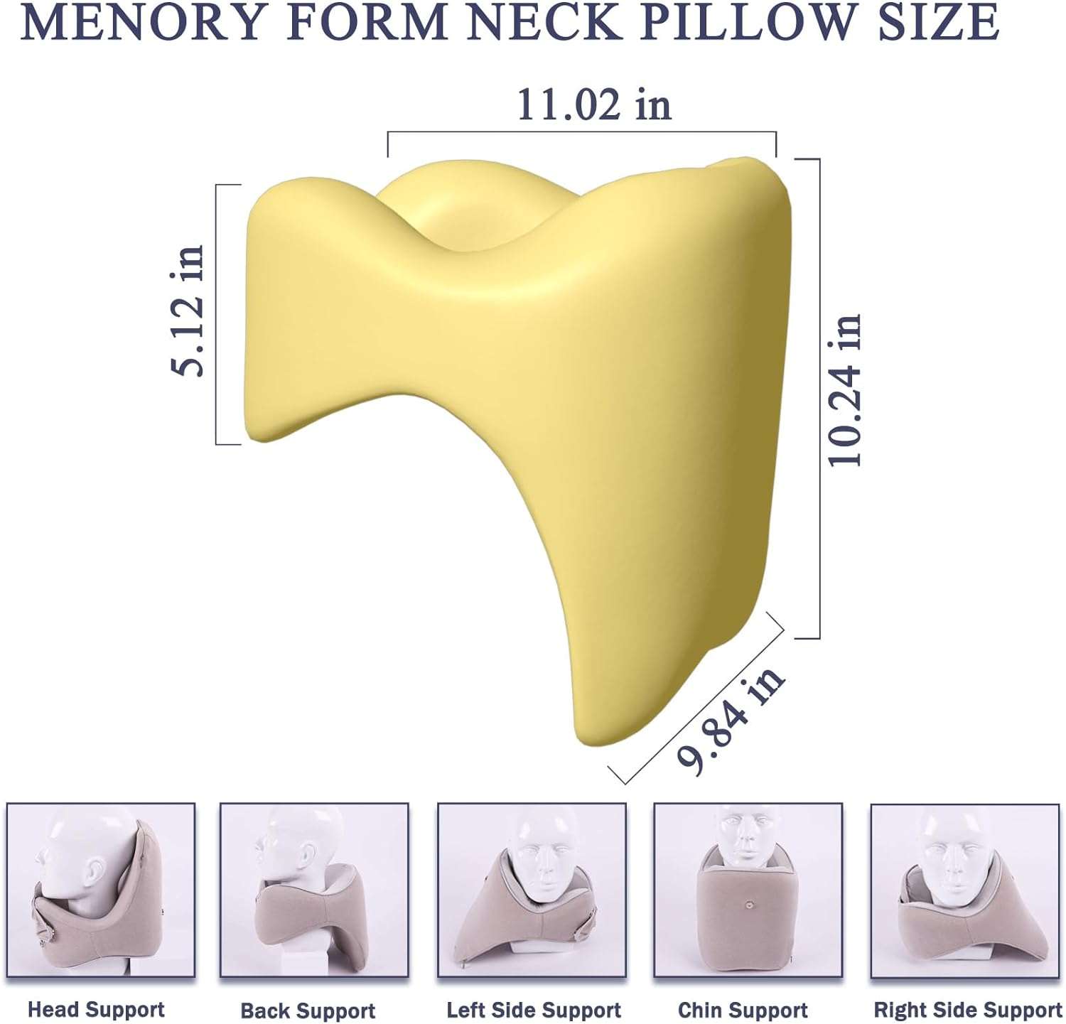 Travel Pillow Adjustable Memory Foam Neck Pillows Chin Neck Back Support Pillow for Sleeping Airplane Car Bus Home Office Rest Travel Accessories Grey, Universal Size - 5