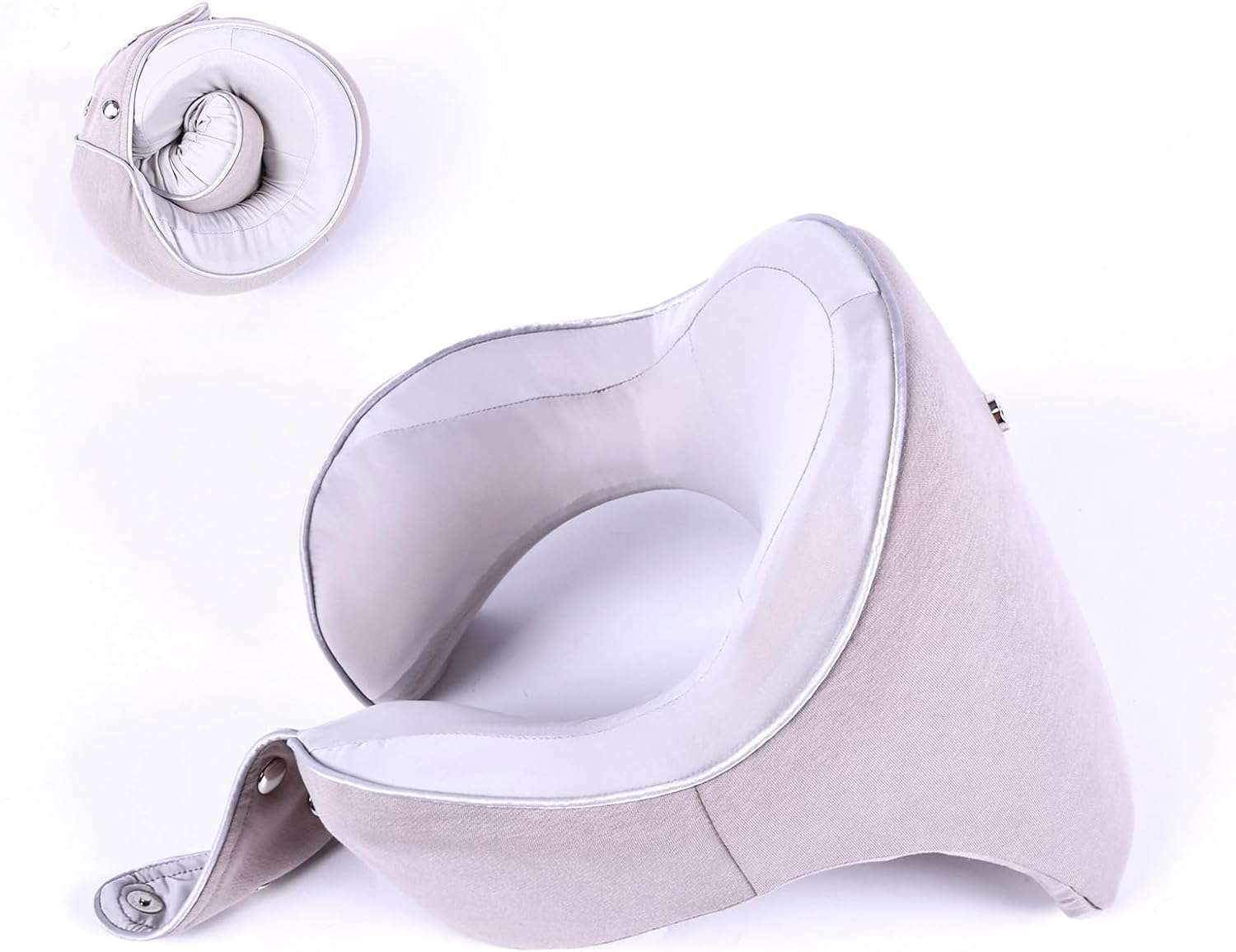 Travel Pillow Adjustable Memory Foam Neck Pillows Chin Neck Back Support Pillow for Sleeping Airplane Car Bus Home Office Rest Travel Accessories Grey, Universal Size - 8
