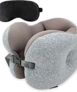 Travel Pillow Foam Particle Neck Pillow Breathable Comfortable U Shaped Pillow for Airplane, Neck ＆ Head Support Pillow for Sleeping Rest, Portable Travel Pillows Kit with Eye Mask - 1