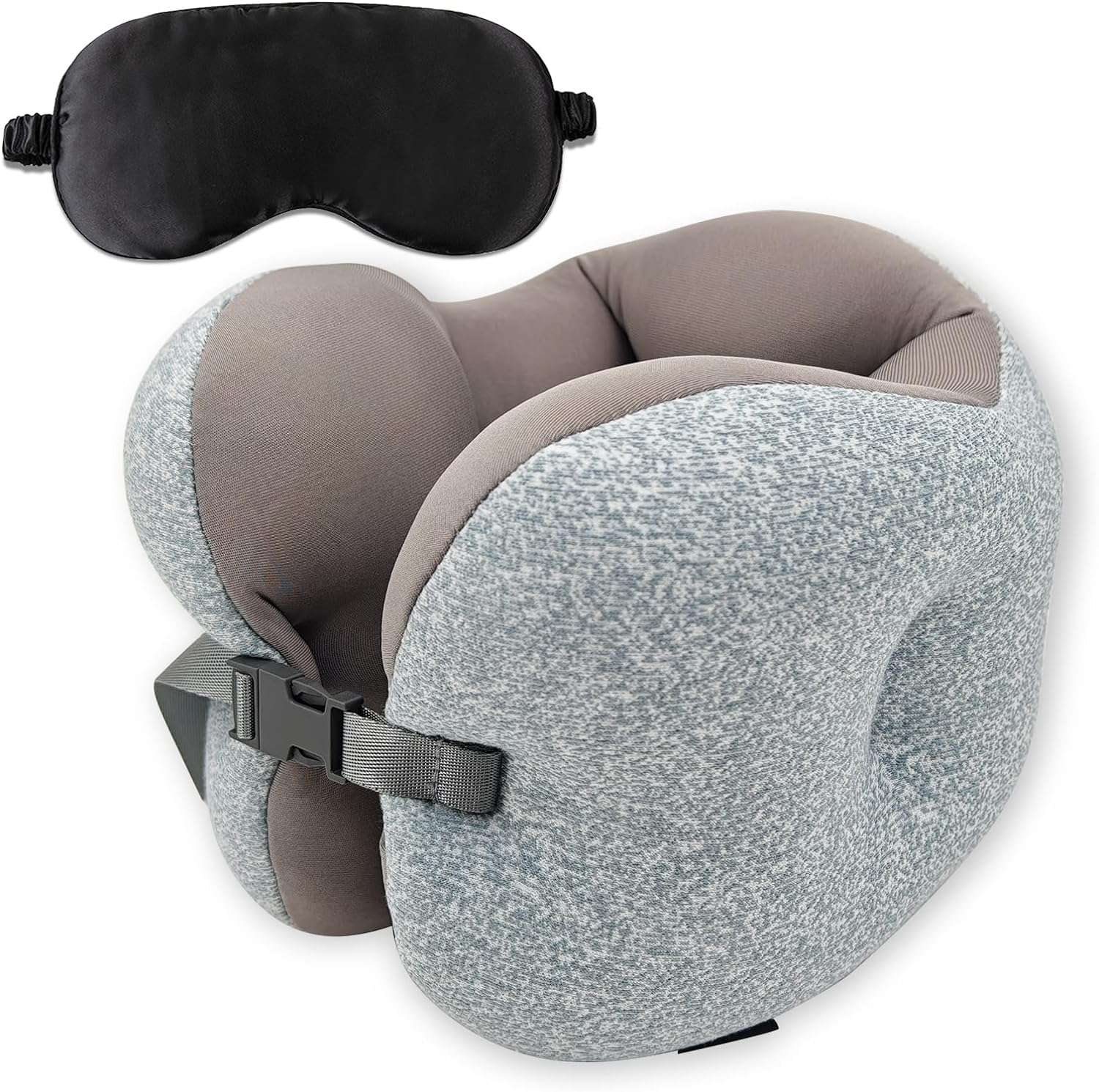 Travel Pillow Foam Particle Neck Pillow Breathable Comfortable U Shaped Pillow for Airplane, Neck ＆ Head Support Pillow for Sleeping Rest, Portable Travel Pillows Kit with Eye Mask - 1