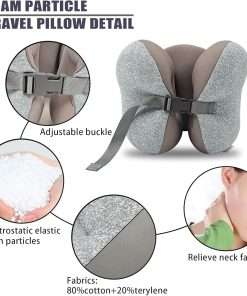 Travel Pillow Foam Particle Neck Pillow Breathable Comfortable U Shaped Pillow for Airplane, Neck ＆ Head Support Pillow for Sleeping Rest, Portable Travel Pillows Kit with Eye Mask - 3