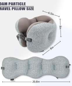 Travel Pillow Foam Particle Neck Pillow Breathable Comfortable U Shaped Pillow for Airplane, Neck ＆ Head Support Pillow for Sleeping Rest, Portable Travel Pillows Kit with Eye Mask - 4