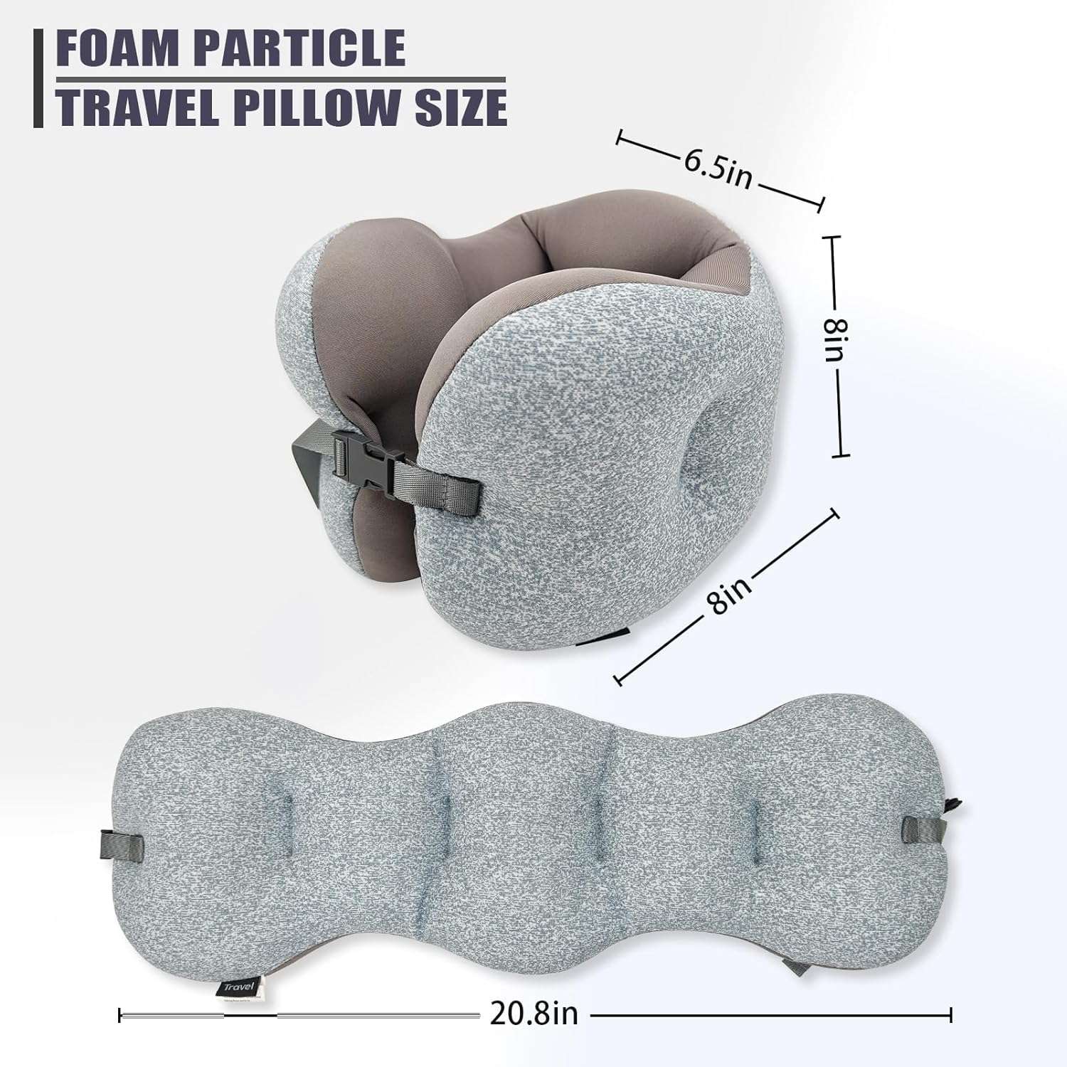 Travel Pillow Foam Particle Neck Pillow Breathable Comfortable U Shaped Pillow for Airplane, Neck ＆ Head Support Pillow for Sleeping Rest, Portable Travel Pillows Kit with Eye Mask - 4
