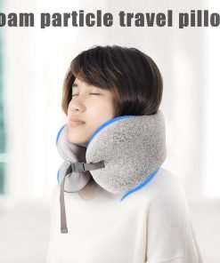 Travel Pillow Foam Particle Neck Pillow Breathable Comfortable U Shaped Pillow for Airplane, Neck ＆ Head Support Pillow for Sleeping Rest, Portable Travel Pillows Kit with Eye Mask - 7