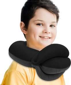 BUYUE Kids Travel Pillows for Airplane, 360° Head Support Sleeping Essentials for Boys Long Flight, Skin-Friendly Soft Neck Pillow for Traveling in Car Seat - 1